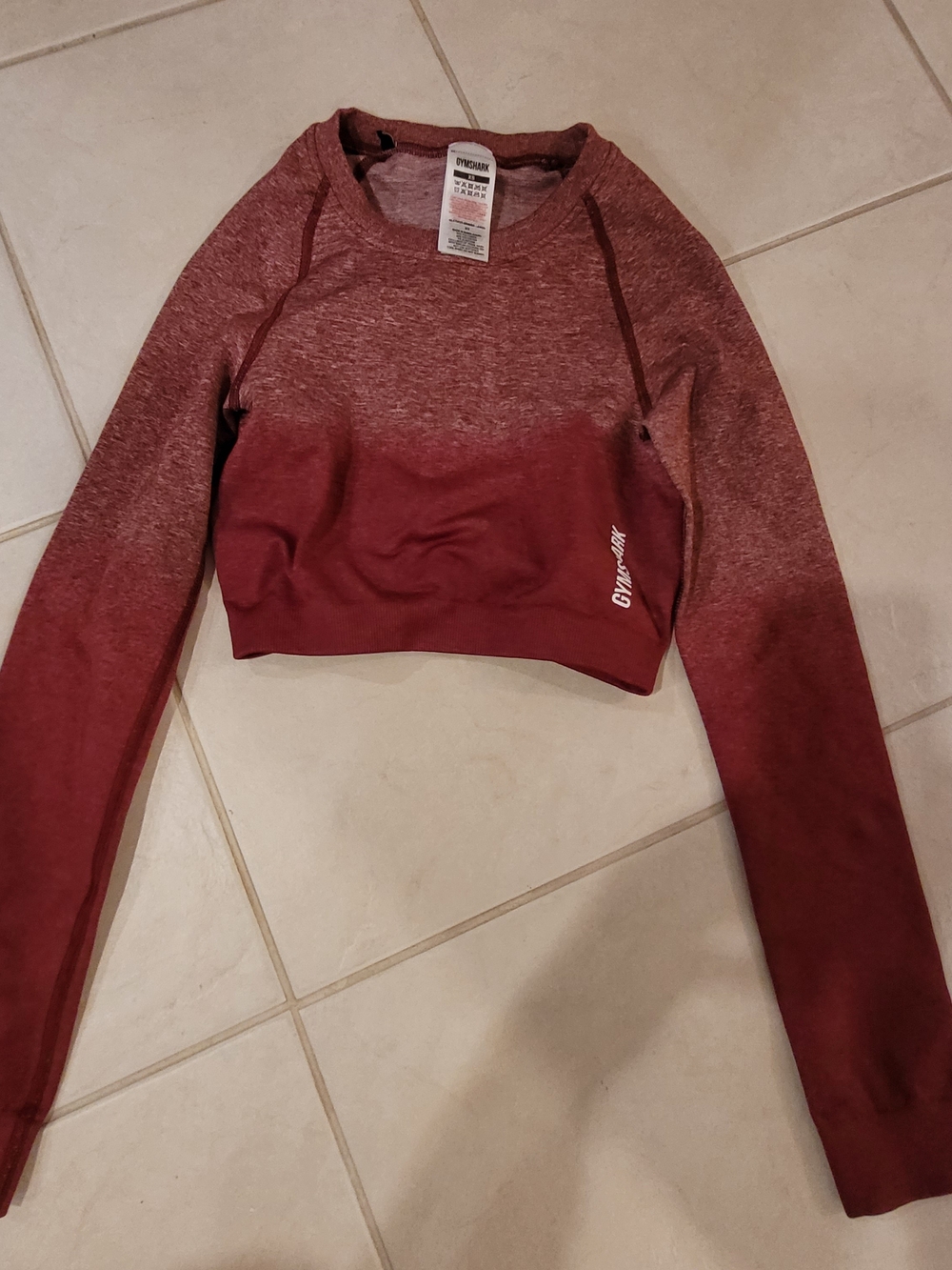 Gymshark Ombre Maroon to Burgundy Long-Sleeve Crop Top